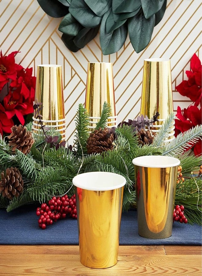 Sparkle and Bash 50 Pack 9oz Gold Party Disposable Cups for Hot Drinks, Party Supplies, Weddings, Bridal Showers - Image 2
